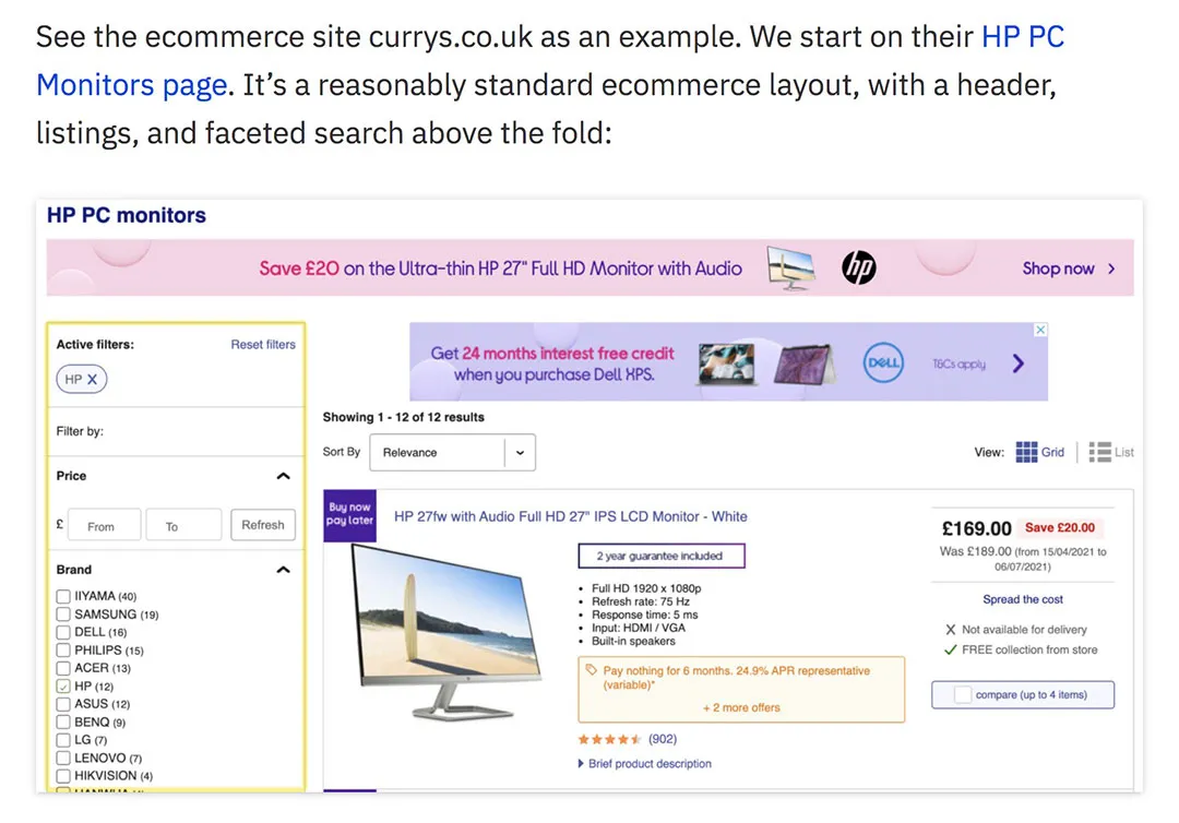 imagem de navegação facetada