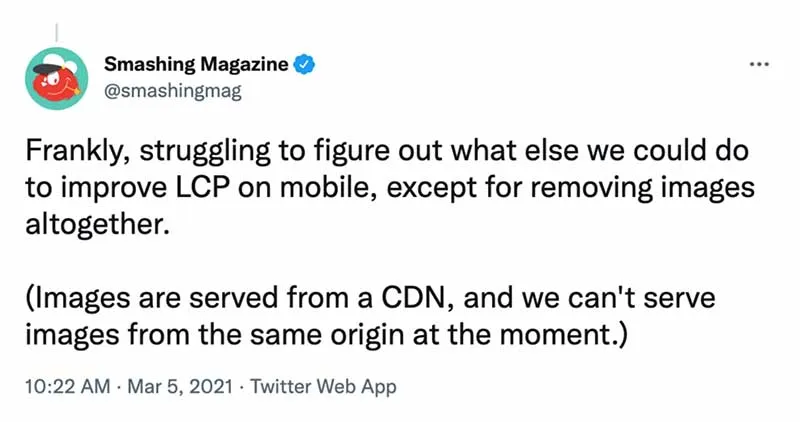 Smashing Magazines Tweet pedindo ajuda