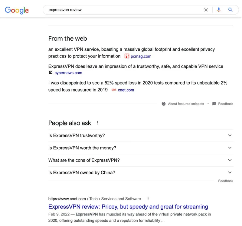 Do exemplo de snippet da web