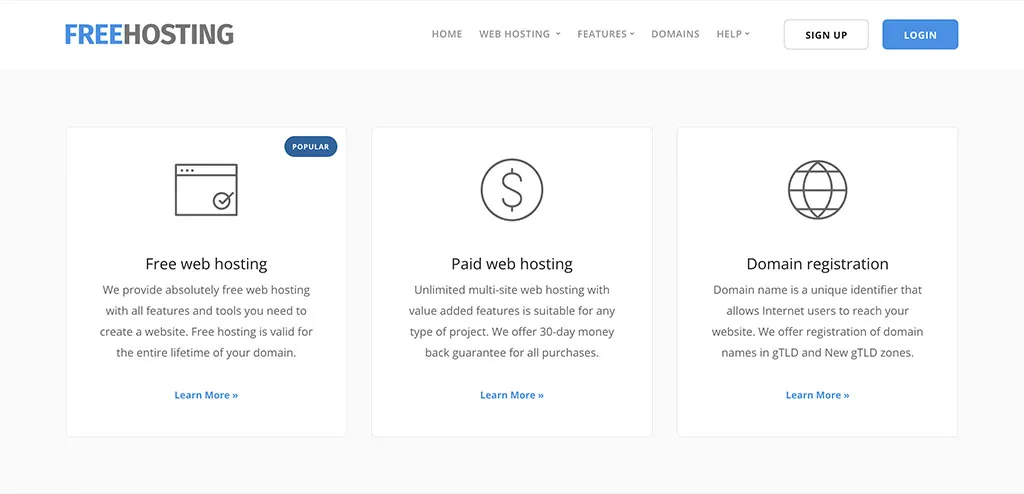 FreeHosting.com Homepage