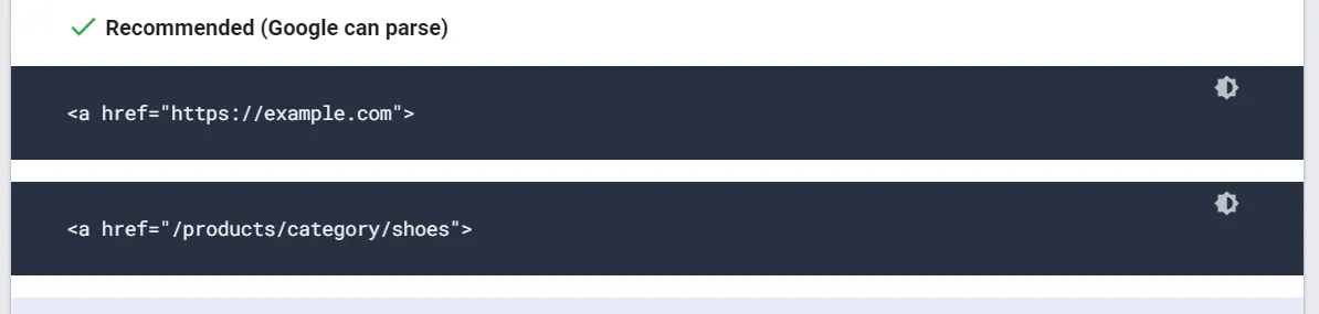 Prática recomendada de links rastreáveis