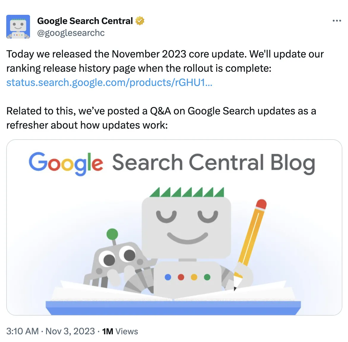 Atualização principal de novembro de 2023