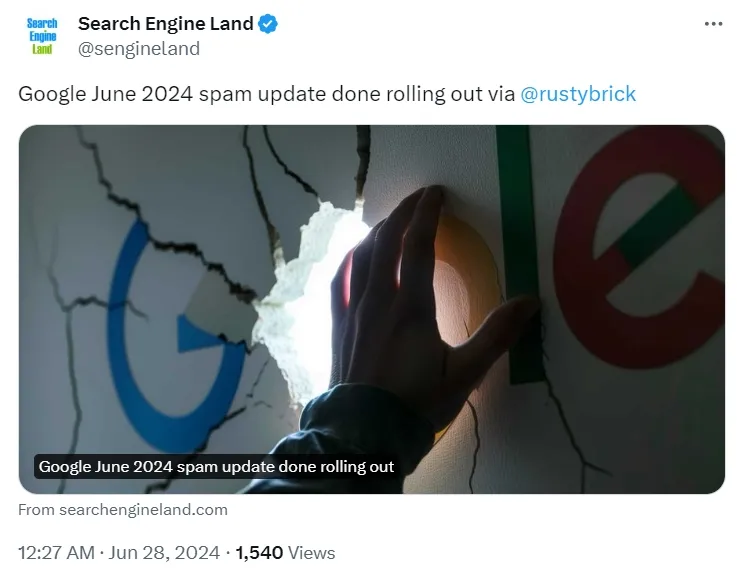 Atualização de spam do Google de junho de 2024
