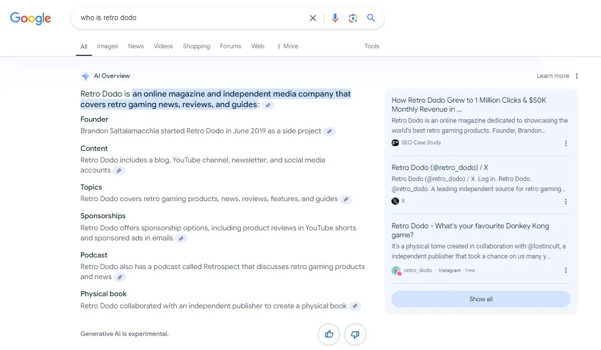 quem é o resultado da pesquisa retro dodo