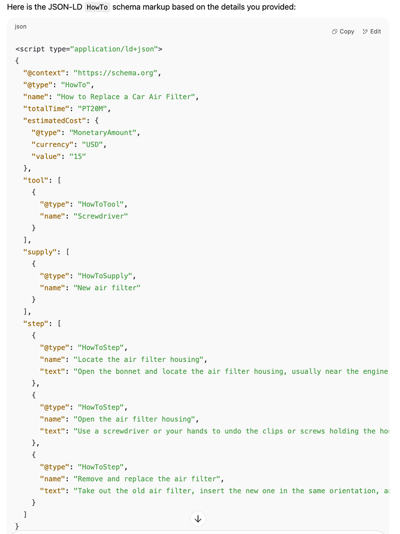 ChatGPT-generated How-To markup