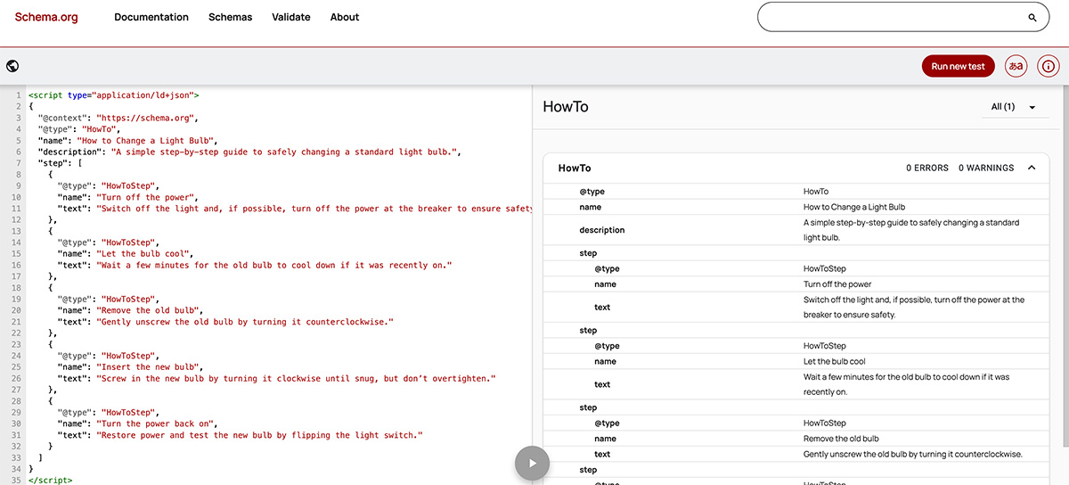 confirmation that your markup is valid and eligible