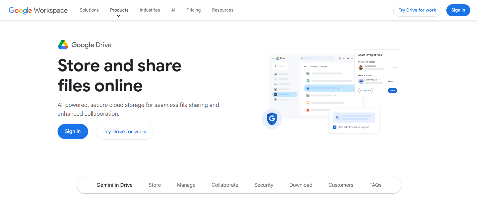 homepage of google drive