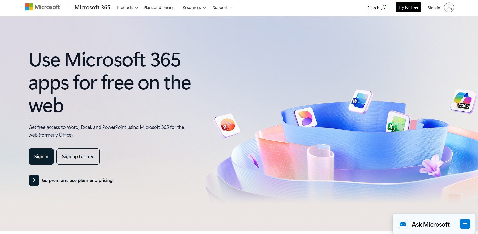 MS 365 homepage