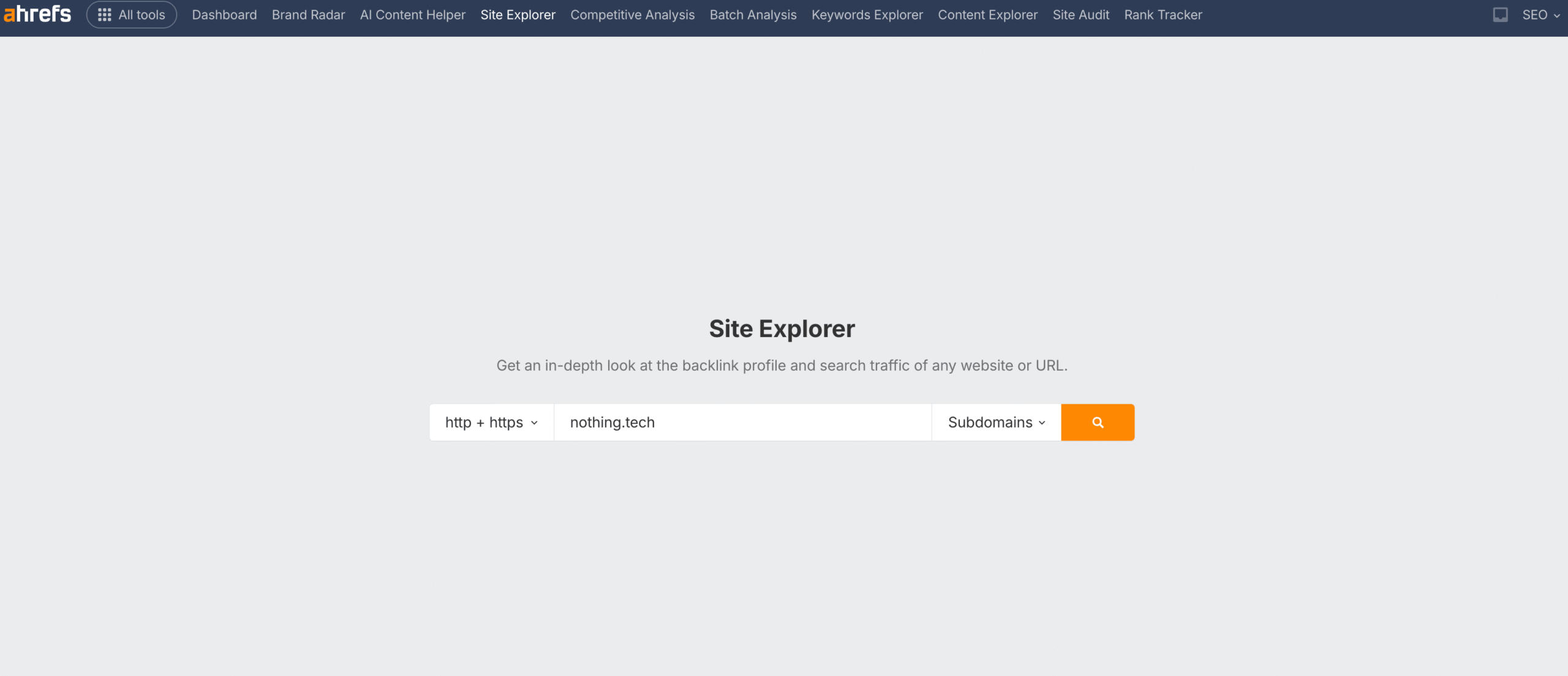 ahrefs site explorer domain entry