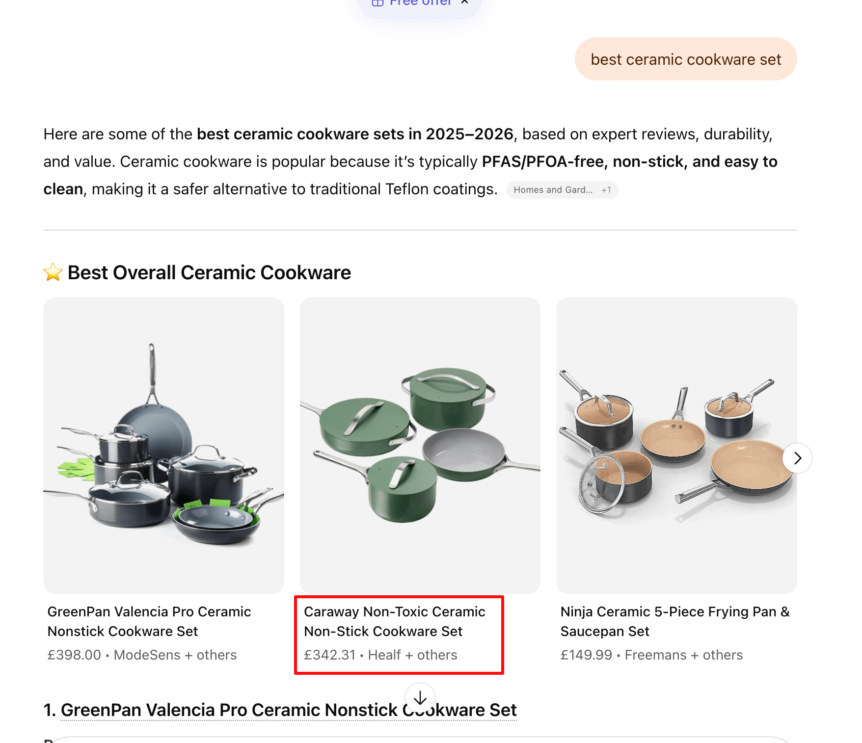 caraway ai search results
